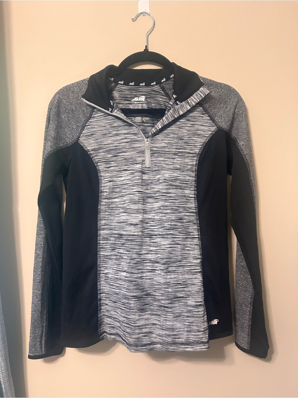 Avia Black & Heather Gray Quarter-Zip Performance Top